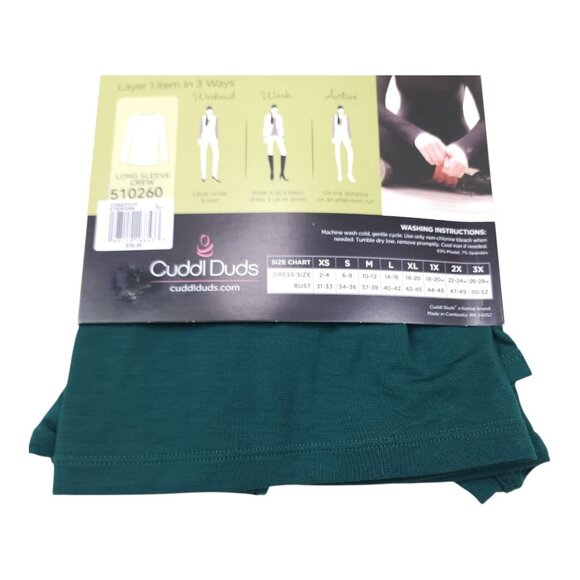 Cuddl Duds Long Sleeve Crew Softwear Stretch Green Womens Medium Warm Layers - Picture 5 of 10